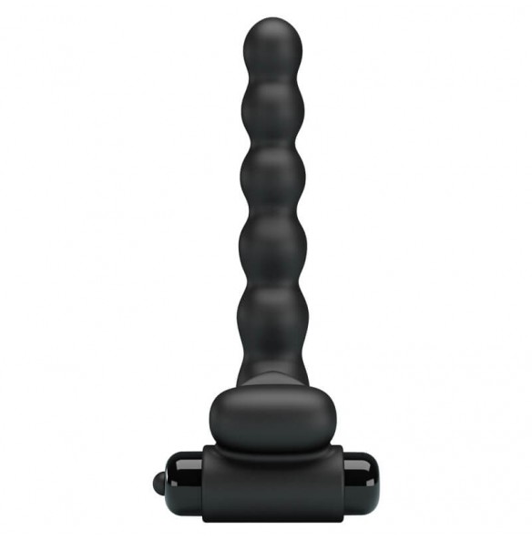 PRETTY LOVE - Male Vibrating Delay Cock Ring With Anal Beads (Battery - Black) PRETTY LOVE - Male Vibrating Delay Cock Ring With Anal Beads (Battery - Black)